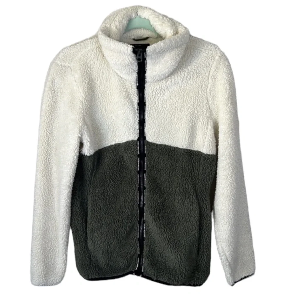 Lucky Brand Faux Shearling Colorblock Teddy Jacket Size S